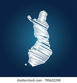 Map of Finland, Drawing map on blackboard of Finland. drawn on chalkboard with scribbled map of Finland can be use for education. vector illustration.