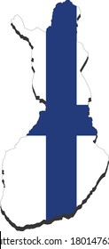Map of Finland with embedded flag vector illustration