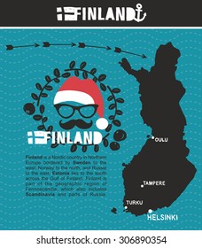 Map of Finland and emblem print. Vector illustration.