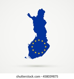 Map of Finland in European Union flag colors