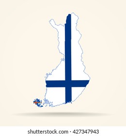Map of Finland in Finland flag colors