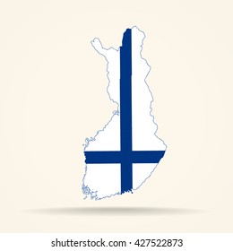 Map of Finland in Finland flag colors