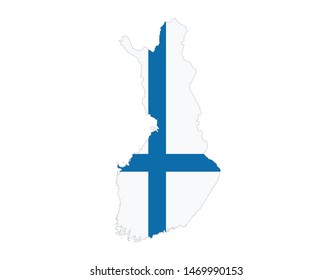 Map of Finland. Finland flag on map vector. 