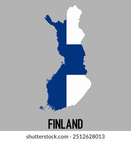 Mapa de Finlandia con bandera, Ilustración vectorial