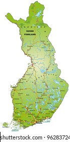 Map of Finland with freeways