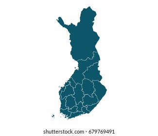 Map of Finland - High detailed on white background. Abstract design vector illustration eps 10.