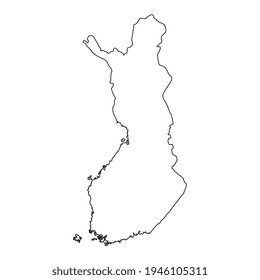 Map of Finland highly detailed. Silhouette isolated on white background.