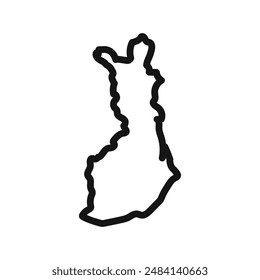 mapa de Finlandia icono Vector blanco y negro