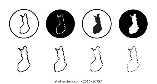 map of Finland icon Thin line illustration set