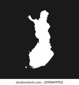 Karte von Finnland einzeln auf schwarzem Hintergrund.