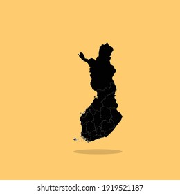 Map of Finland isolated on Yellow background, Vector EPS 10