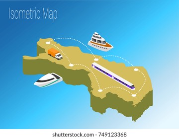Map Finland isometric concept. 3d flat illustration of Map Finland.