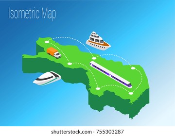 Map Finland isometric concept. 3d flat illustration of Map Finland.