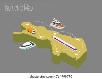 Map Finland isometric concept. 3d flat illustration of Map Finland.