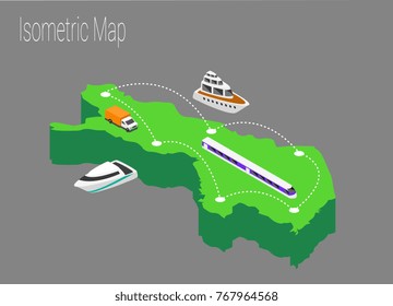 Map Finland isometric concept. 3d flat illustration of Map Finland.