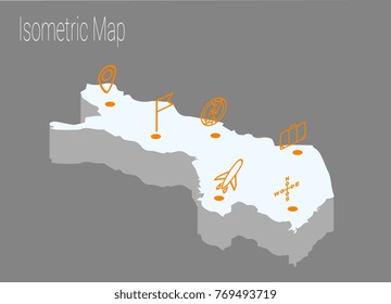 Map Finland isometric concept. 3d flat illustration of Map Finland.