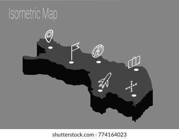 Map Finland isometric concept. 3d flat illustration of Map Finland.