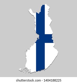 Map of Finland with national flag. Vector Illustration.