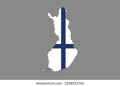 Map of Finland with the national flag of Finland, Finland flag vector graphic, Finland country flag is a symbol of freedom, vector illustration
