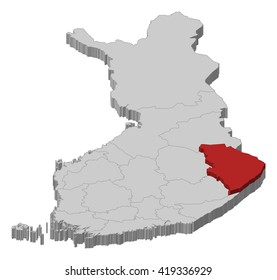 Map - Finland, North Karelia - 3D-Illustration