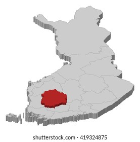 Map - Finland, Pirkanmaa - 3D-Illustration