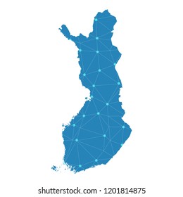 Map of Finland from Polygonal wire frame low poly mesh,Finland map Vector Illustration EPS10.