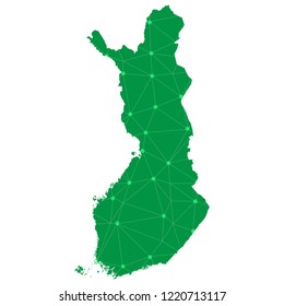 Map of Finland from Polygonal wire frame low poly mesh,Finland map Vector Illustration EPS10.