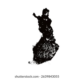 Map of Finland, sign silhouette. World Map Globe. Vector Illustration isolated on white background. Europe continent.
