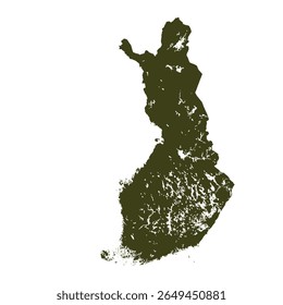 Mapa da Finlândia, silhueta de sinais. World Map Globe (em inglês). Ilustração de vetor isolada em fundo branco. continente europeu.