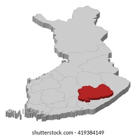 Map - Finland, Southern Savonia - 3D-Illustration