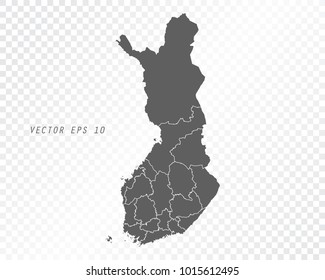 Map of Finland , vector illustration on transparent background. Items are placed on separate layers and editable.