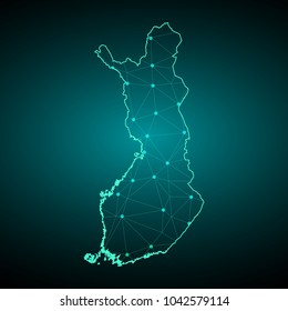 Map of Finland. Wire frame 3D mesh polygonal network line, Design sphere, dot and structure. Vector illustration eps 10.