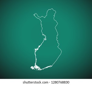 Map of Finland,Green map on dark background. Vector illustration eps 10.