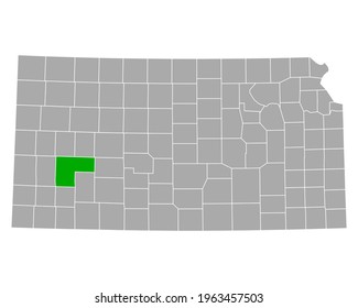 Karte von Finney in Kansas auf Weiß