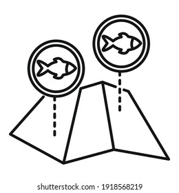 Map fish icon. Outline map fish vector icon for web design isolated on white background