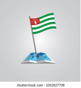 Map with flag of Abkhazia isolated on white. National flag for country of Abkhazia isolated, banner for your web site design logo, app, UI. check in. map Vector illustration, EPS10.