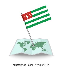 Map with flag of Abkhazia isolated on white. National flag for country of Abkhazia isolated, banner for your web site design logo, app, UI. check in. map Vector illustration, EPS10.