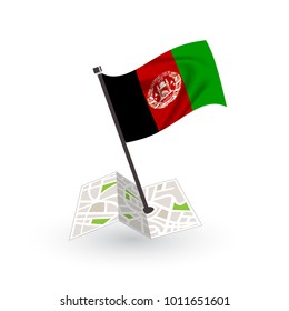 Map with flag of Afghanistan isolated on white. National flag for country of Afghanistan isolated, banner for your web site design logo, app, UI. check in. map Vector illustration, EPS10.