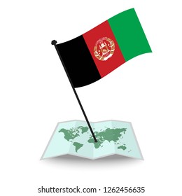 Map with flag of Afghanistan isolated on white. check in. map vector illustration, EPS10