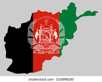 Map Flag of Afghanistan. Vector illustration