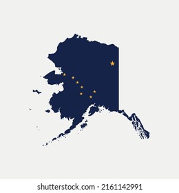 Map And Flag Of Alaska - United States Outline Silhouette Vector Illustration
