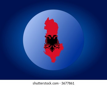 map and flag of Albania globe illustration