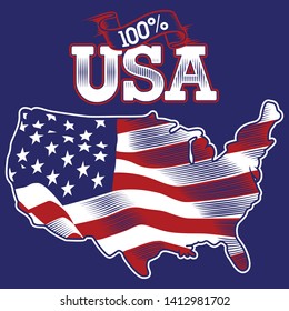 Map and flag of America vector