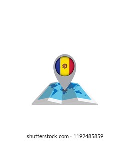 Map with flag of Andorra isolated