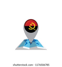 Map with flag of angola isolated on white
