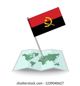 Map with flag of Angola isolated on white.