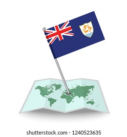 Map with flag of Anguilla isolated on white.