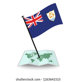 Map with flag of Anguilla isolated on white. check in. map vector illustration, eps10