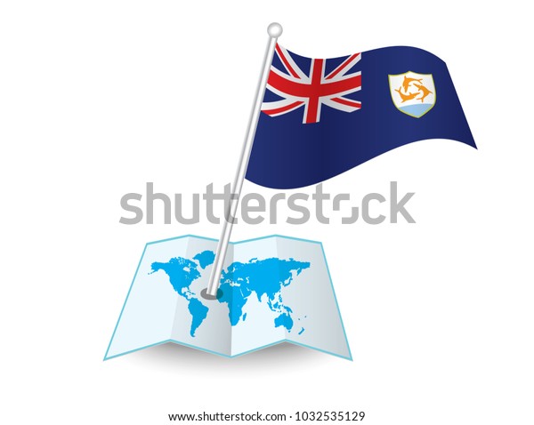 Map Flag Anguilla Isolated On Whitenational Stock Vector Royalty Free