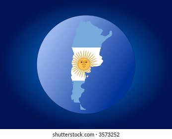 map and flag of Argentina globe illustration